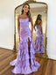 Straight Neckline Mermaid Satin Backless Sequin Prom Dresses, FC7040