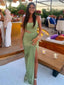 Spaghetti Straps Mermaid Slit Sequin Long Prom Dresses, FC7044
