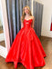Red Sleeveless Satin Charming Long Prom Dresses, DB104