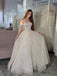 New Sparkle A-line Off Shoulder White Backless Prom Dresses, DB107