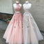 Two Pieces Tulle Applique Prom Dress, Sleeveless Open-Back Prom Dress, A-Line Beaded Prom Dress, D134