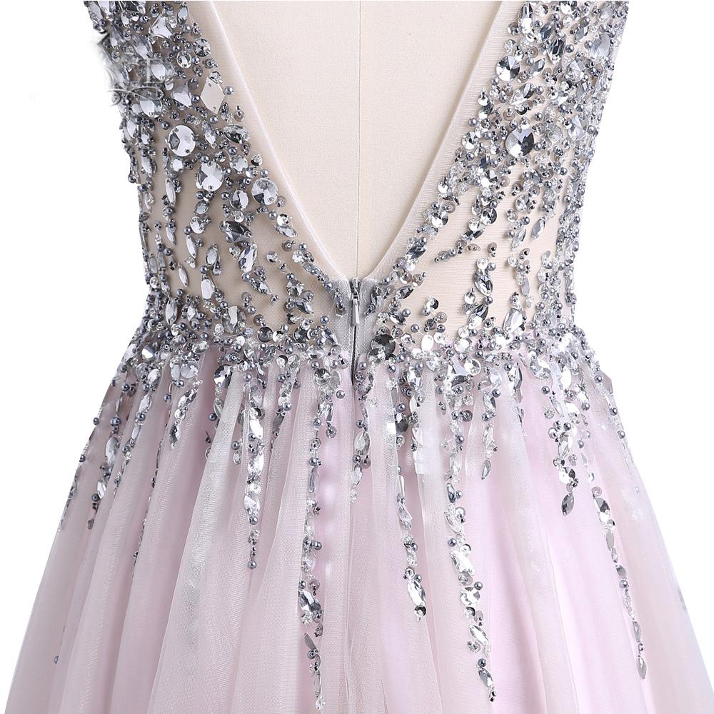 Best Sale Deep V-Neck Sexy Chiffon Beading Prom Dresses with Rhinestone,LB0138