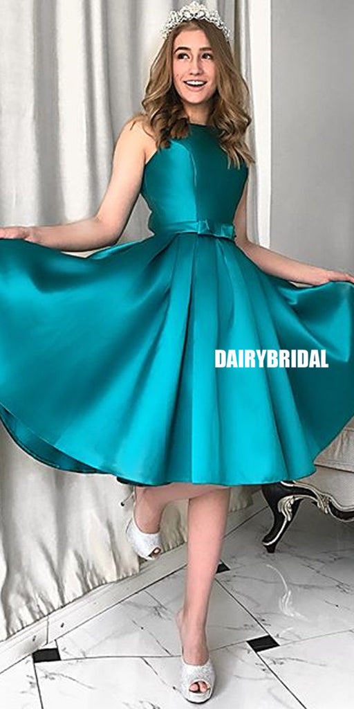 Honest A-line Knee-length Satin Backless Homecoming Dress, FC1444