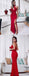 Halter Red Mermaid Backless Sexy Slit Prom Dresses, FC1568