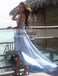 V-Neck Jersey Prom Dress, Sleeveless High-Low Prom Dress, D166