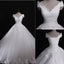 Classic Style Off Shoulder Lace Up Vantage Lace Wedding Dresses, WD0180