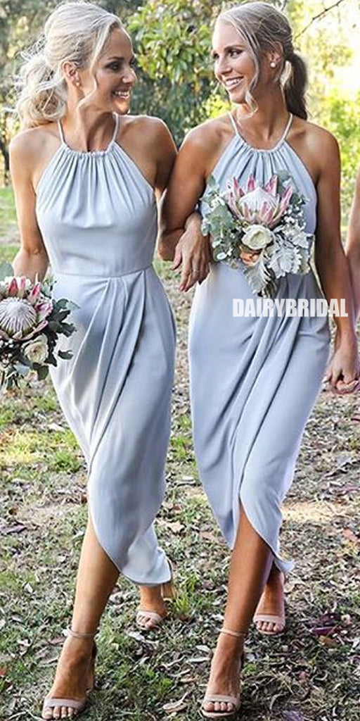 Elegant Jersey Simple Designed Sleeveless Slit Bridesmaid Dress, FC2512