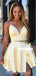 Yellow Two Pieces A-line Spaghetti Straps Backless Homecoming Dress, FC4012