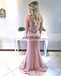 Charming Two Pieces Beaded Prom Dress, Satin Mermaid Prom Dress, D414