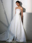 Elegant A-line Satin Spaghetti Straps Beaded Simple Designed Wedding Dress, FC4665