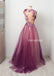 Charming Applique A-Line Prom Dress, Honeast Tulle Prom Dress, D474