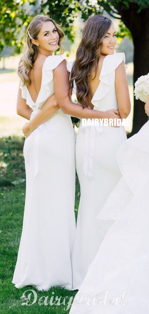 Popular Mermaid Sexy V-back Floor-Length Bridesmaid Dress, FC4907