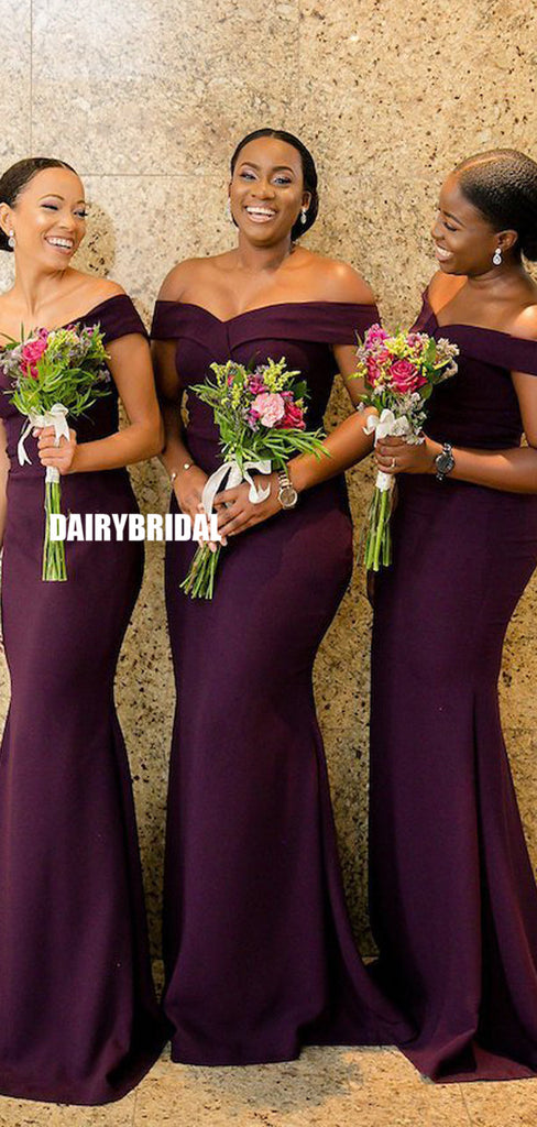 Elegant Off Shoulder Mermaid Floor-length Bridesmaid Dress, FC5134