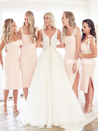 Short Ankle-length Mermaid Sexy Side Slit  Bridesmaid Dress, FC5158