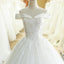 A-Line Lace Off Shoulder Backless Applique Sequin Beautiful Wedding Dresses with Chapel Train,220054