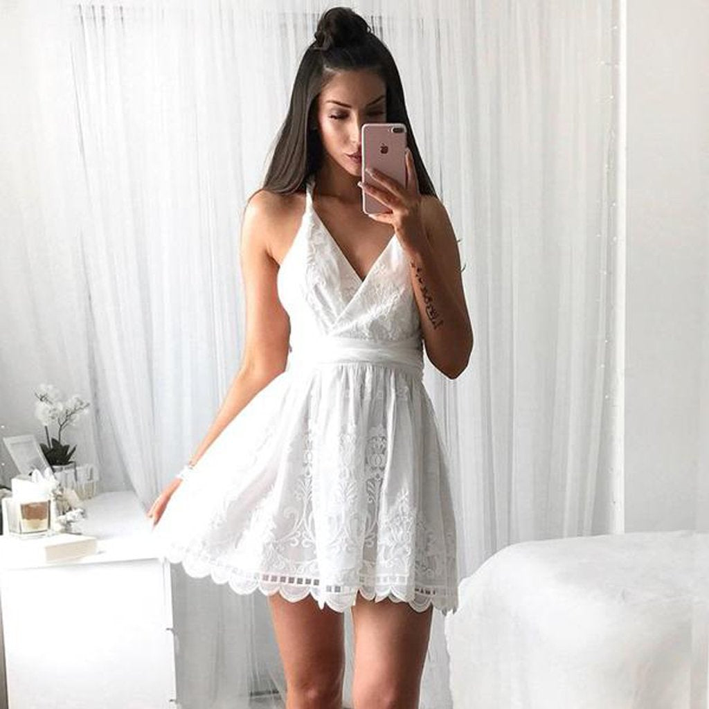 Short Homecoming Dress, Lace Homecoming Dress, New Arrival Homecoming Dress, Backless Junior School Dress, Criss-Cross Straps Graduation Dress, Knee-Length Homecoming Dress, LB0588