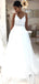 Spaghetti Straps Lace Top Organza Wedding Dresses, Tulle A-Line V-Neck Wedding Dresses, FC676