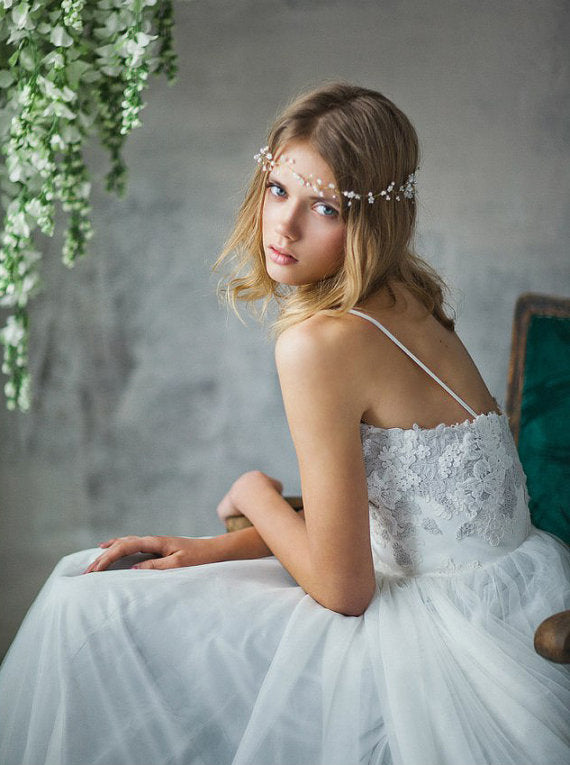 Long Wedding Dress, Tulle Wedding Dress, Spaghetti Straps Wedding Dress, A-Line Bridal Dress, Gorgeous Wedding Dress, Applique Bridal Dress, Backless Wedding Dress, LB0800