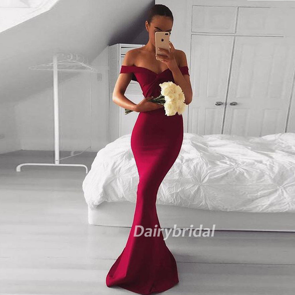 Off Shoulder Prom Dress, Mermaid Prom Dress, Satin Prom Dress, Sexy Prom Dress, Backless Prom Dress, DA864