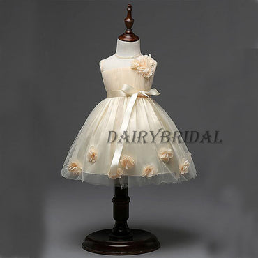 Tulle Flower Girl Dresses with Hand-Made Flower, Cheap Lovely Little Girl Dresses,  DA983
