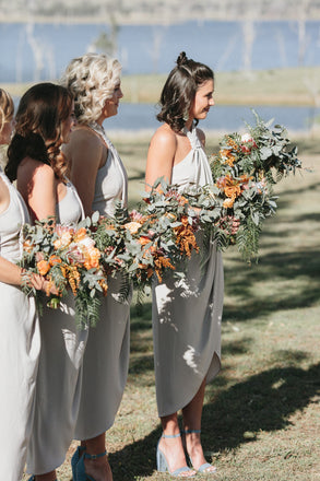 Charming Halter Sleeveless Chiffon Backless Sheath Bridesmaid Dress, FC1661