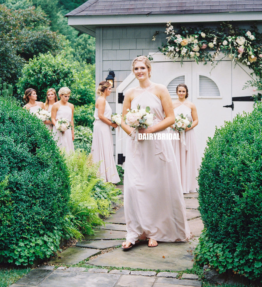 Charming A-line Chiffon Sleeveless Simple Backless Bridesmaid Dress, FC2254