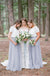 Long A-Line Tulle Bridesmaid Dress, Cheap Short Sleeve Bridesmaid Dress, D946