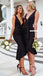 Black Sexy Deep V-neck Mermaid Backless Bridesmaid Dress, FC5311