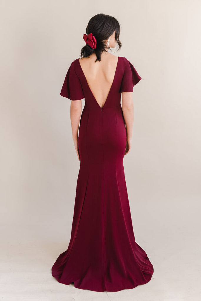 Charming Mermaid Sexy V-neck Backless Floor-length Bridesmaid Dress, FC5828