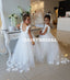 White Backless Applique Flower Girl Dresses, Tulle Lovely Little Girl Dresses, D1197