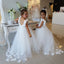 White Backless Applique Flower Girl Dresses, Tulle Lovely Little Girl Dresses, D1197