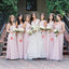 Pink Mismatched A-Line Bridesmaid Dress, Elegant Chiffon Bridesmaid Dress, D949