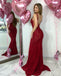 Mermaid Lace Backless V-neck Sleeveless Long Prom Dresses, FC2023