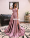 Simple A-line Slit Silk Elastic Satin Backless V-neck Prom Dress, FC2394