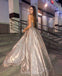 Long Elegant A-line Sweetheart Backless Sparkly Sleeveless Prom Dresses, FC3935