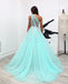 Charming A-line Tulle One-Shoulder Lace Appliques Long Prom Dresses, FC6320