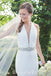 Vintage White Open-Back Mermaid Sleeveless Satin Chiffon Wedding Dresses, FC1530