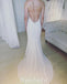 Charming Spaghetti Straps Backless Sheath V-Neck Satin Chiffon Wedding Dress, FC1583