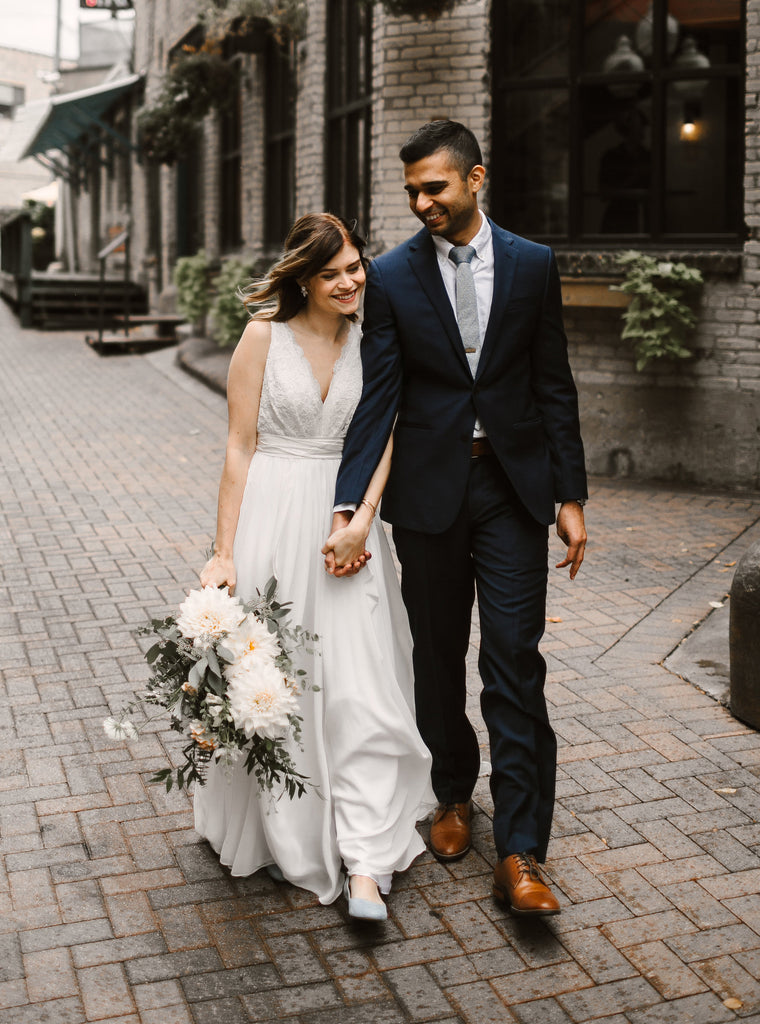 Simple A-Line Chiffon V-Neck Lace Backless Beach Wedding Dresses, FC1648