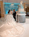 Luxury A-line Satin Long Sleeves Lace Appliques Wedding Dresses, FC4188