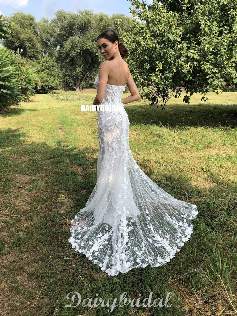 New Arrival Sweetheart Mermaid Lace Backless Wedding Dresses, FC4816